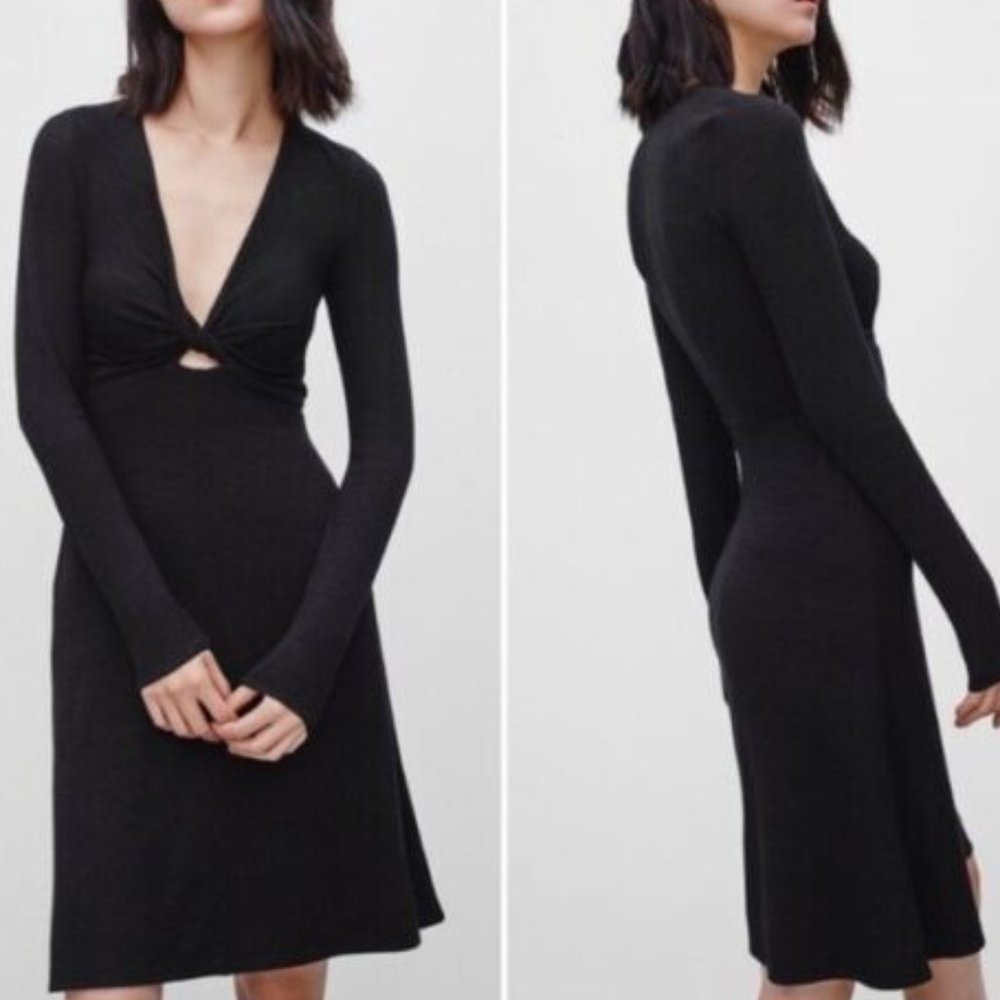 Women Wilfred Free Twist Peekaboo Paige Knit Dress In a Heather grey sz XS - Picture 3 of 4